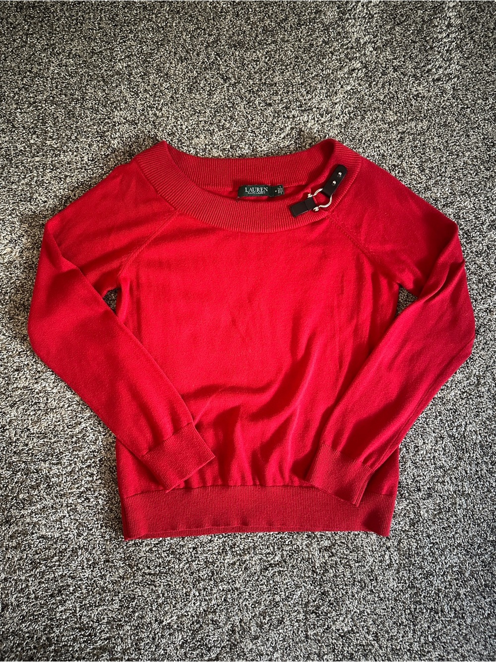 Ralph Lauren Red Sweater with Buckle Detail